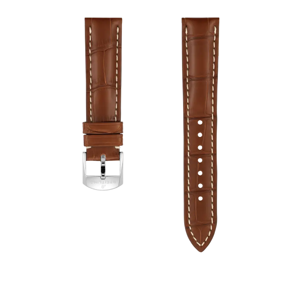 Gold alligator leather strap - 1034P - image 1