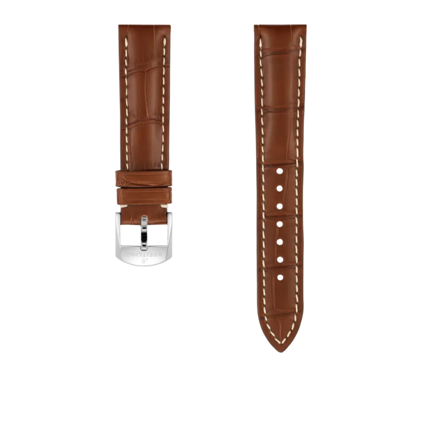 Gold alligator leather strap - 1034PL - image 1