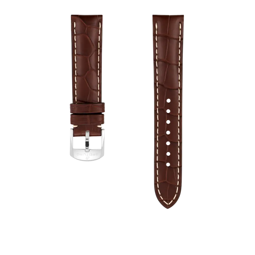 Brown alligator leather strap - 1037P - image 1