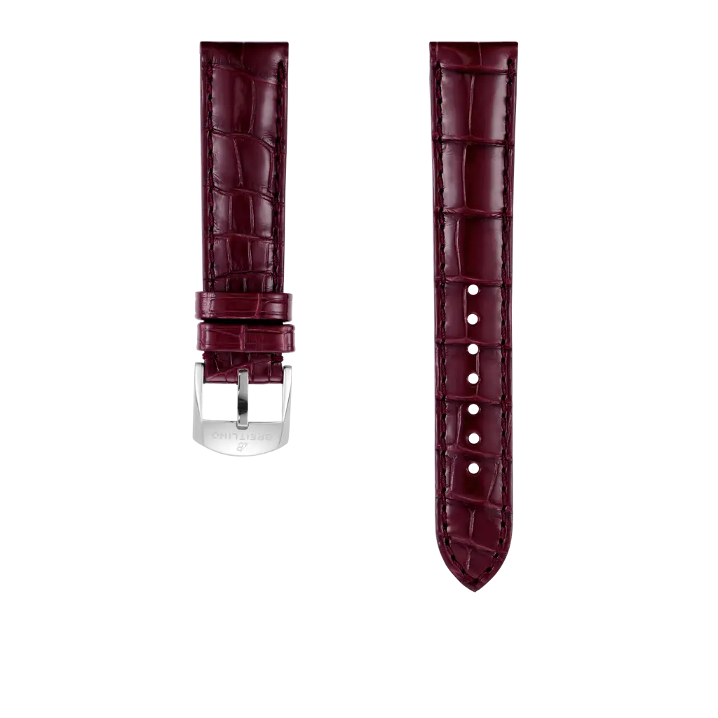 Burgundy alligator leather strap - 1041P - image 1