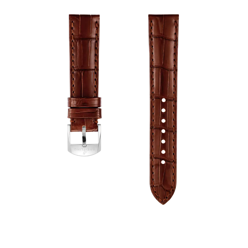 Brown alligator leather strap - 1043P - image 1