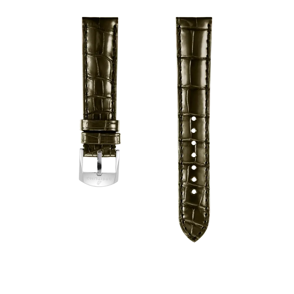 Green alligator leather strap - 1044P - image 1