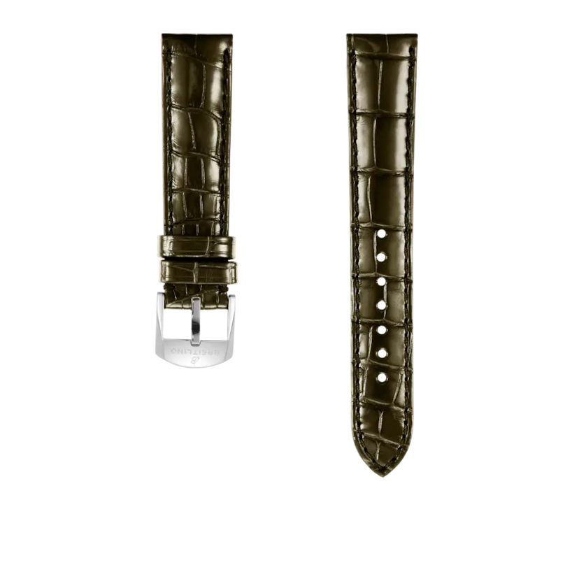 Green alligator leather strap - 1044PL - image 1