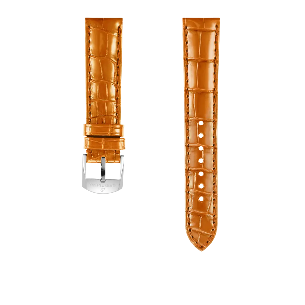Gold alligator leather strap - 1045P - image 1
