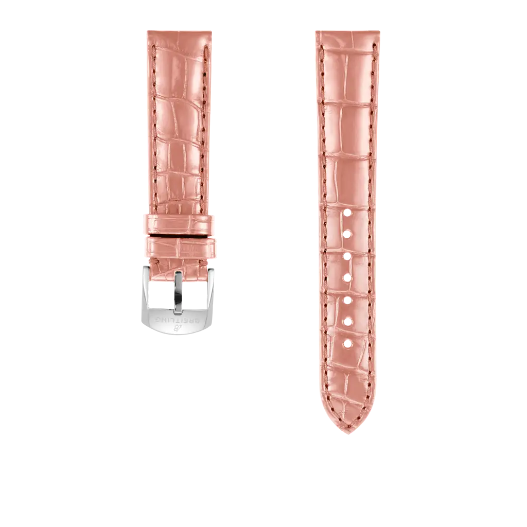 Pink alligator leather strap - 1046P - image 1