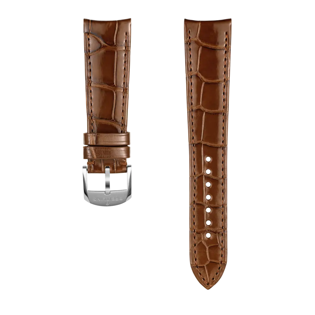Gold brown alligator leather strap - 1051P - image 1