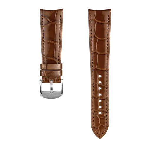 Bracelet en cuir d’alligator brun doré 1051P