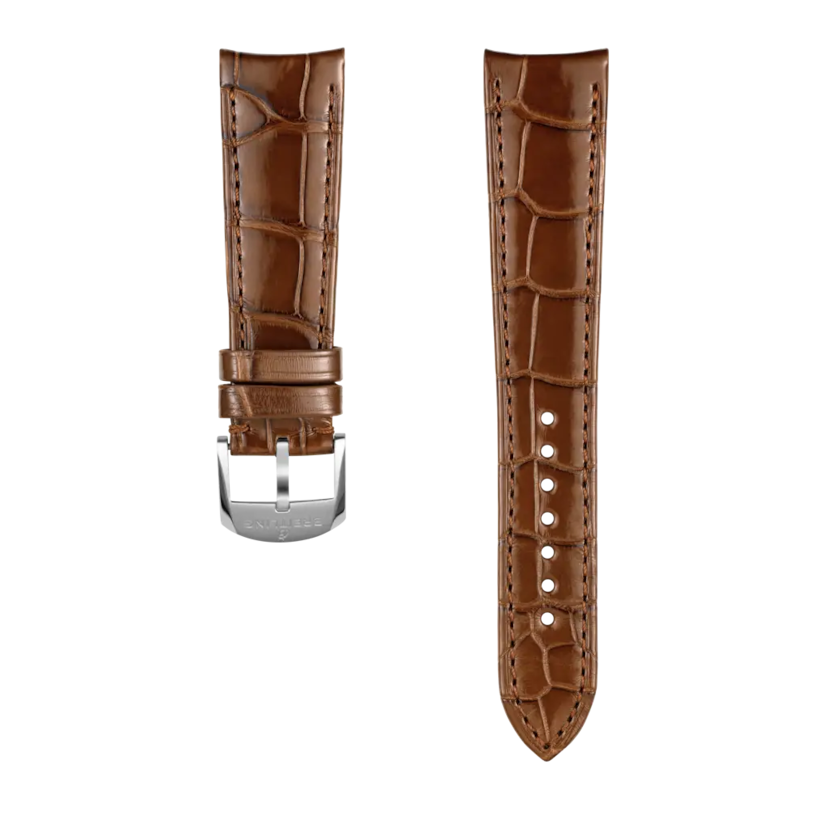 Gold brown alligator leather strap - 1051PS - image 1
