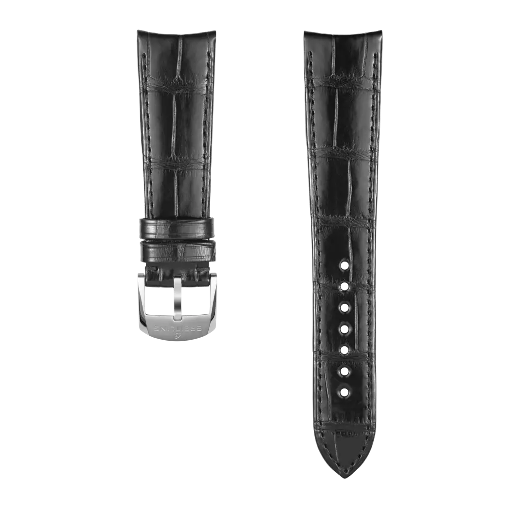 Black alligator leather strap - 1052PL - image 1