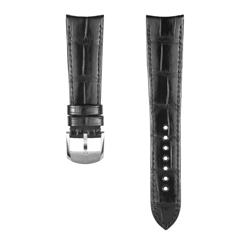 Black alligator leather strap - 1052PL - image 1