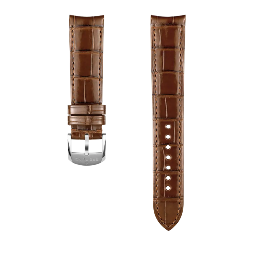 Gold brown alligator leather strap - 1054P - image 1