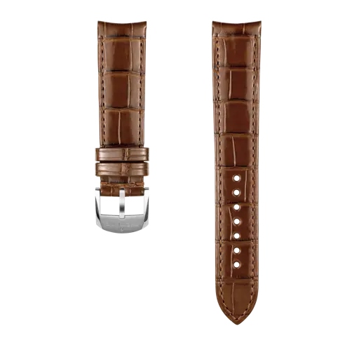 Bracelet en cuir d’alligator brun doré 1054P