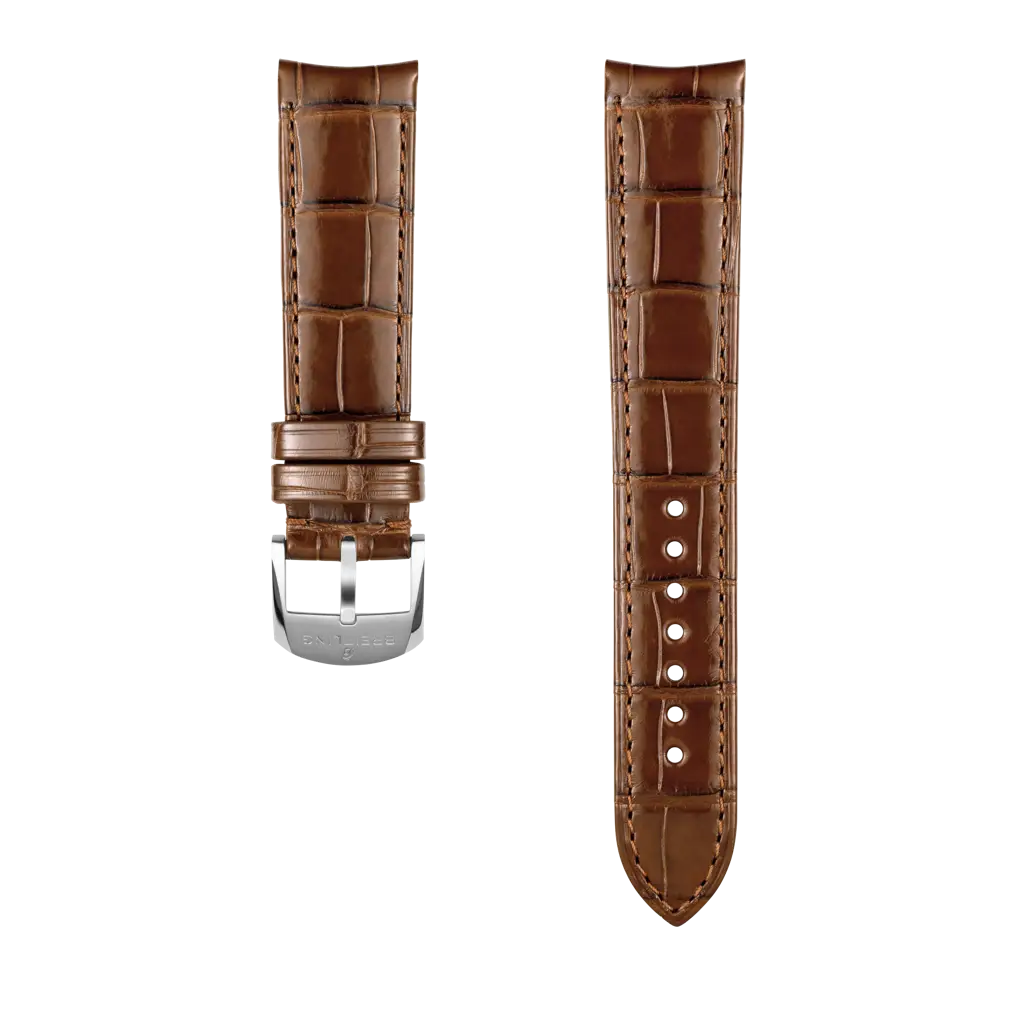 Gold brown alligator leather strap - 1054PL - image 1