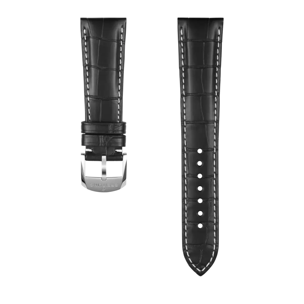 Black alligator leather strap - 1055PS - image 1