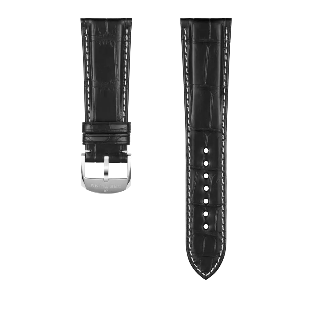 Black alligator leather strap - 1060P - image 1