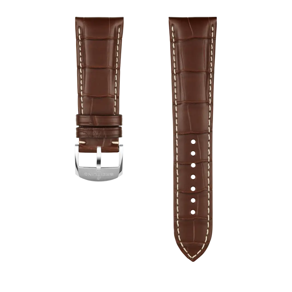 Brown alligator leather strap - 1062P - image 1