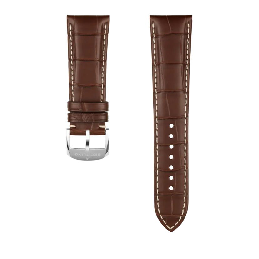 Brown alligator leather strap - 1062P - image 1
