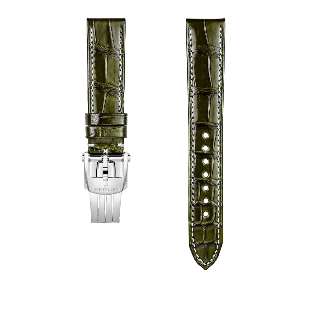 Green alligator leather strap - 1070P - image 1