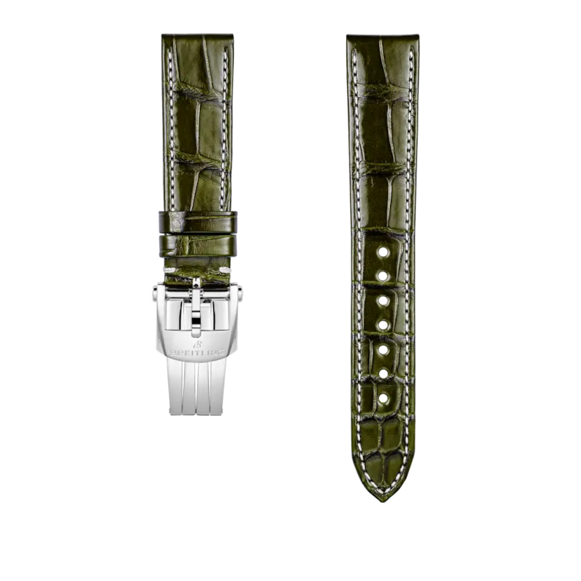 Green alligator leather strap - 1070PS - image 1