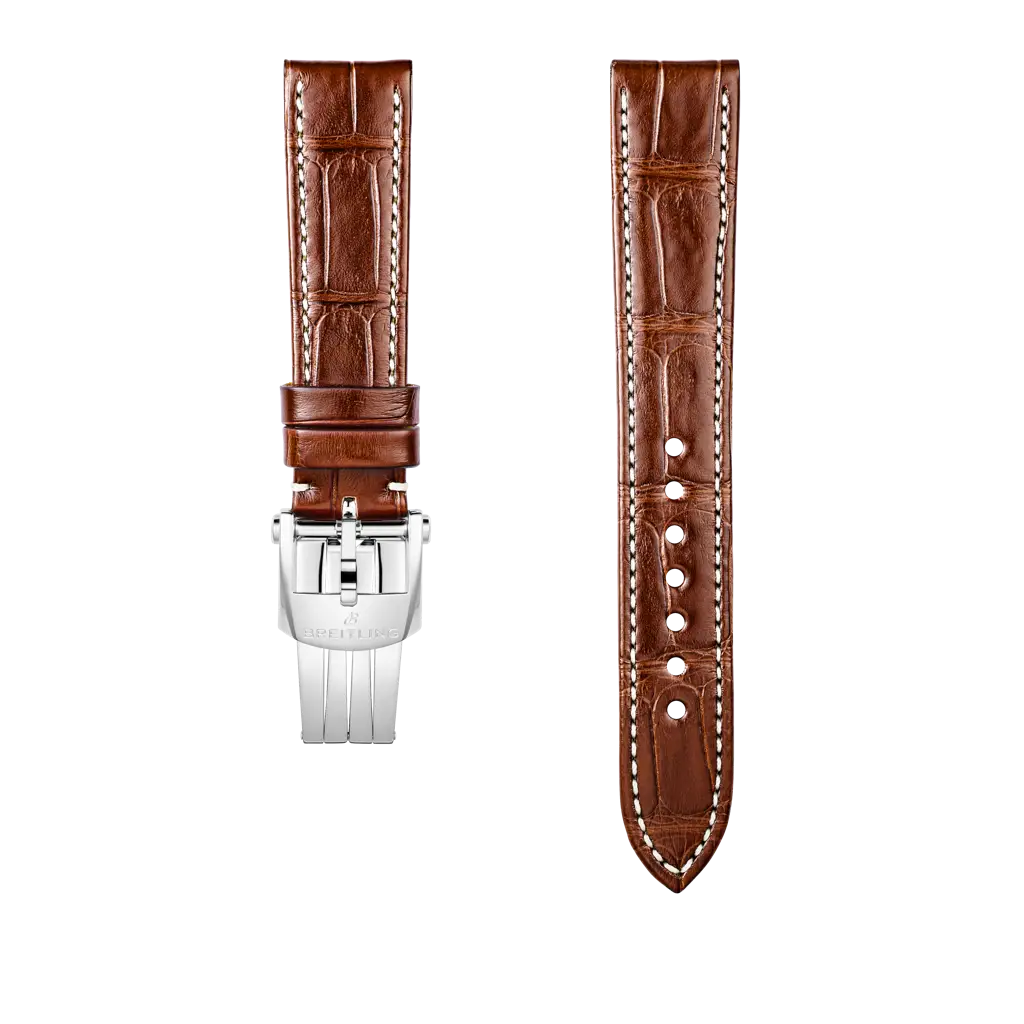 Brown alligator leather strap - 1071P - image 1