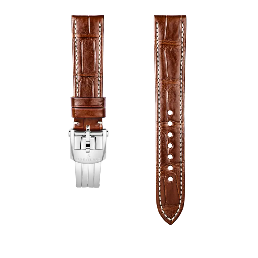 Brown alligator leather strap - 1071PS - image 1