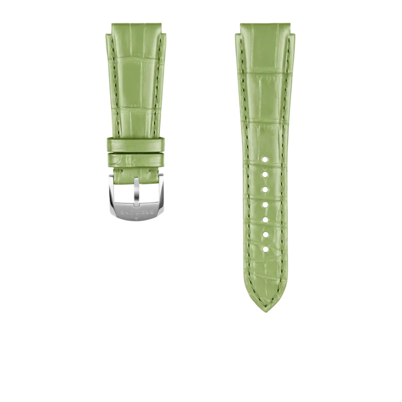 Green alligator leather strap - 1074P - image 1