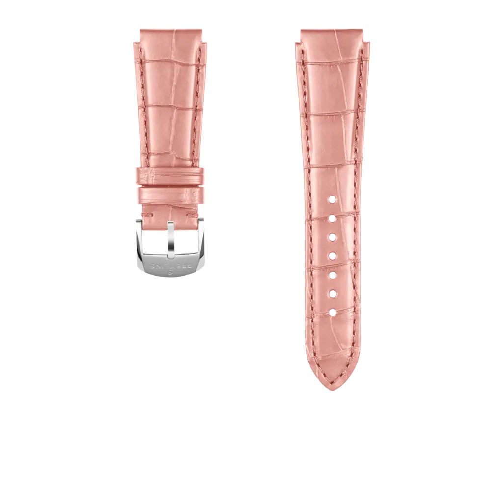 Pink alligator leather strap - 1076P - image 1