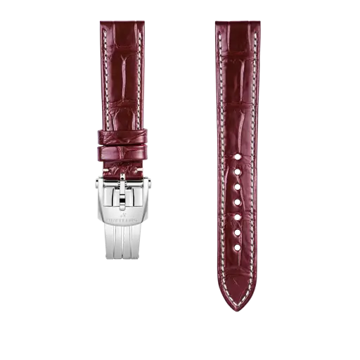 Bracelet en cuir d’alligator bordeaux 1077P