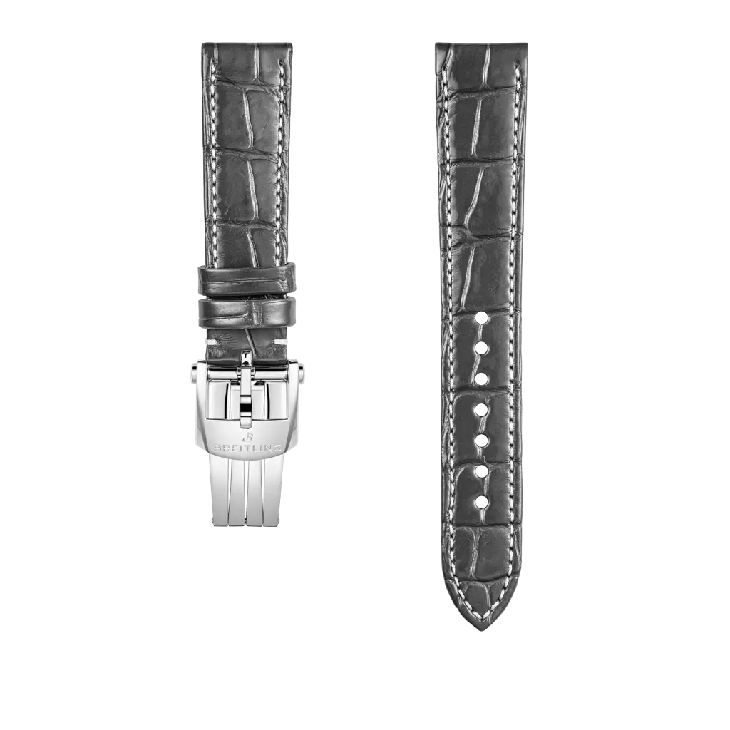 Grey alligator leather strap - 1078P - image 1