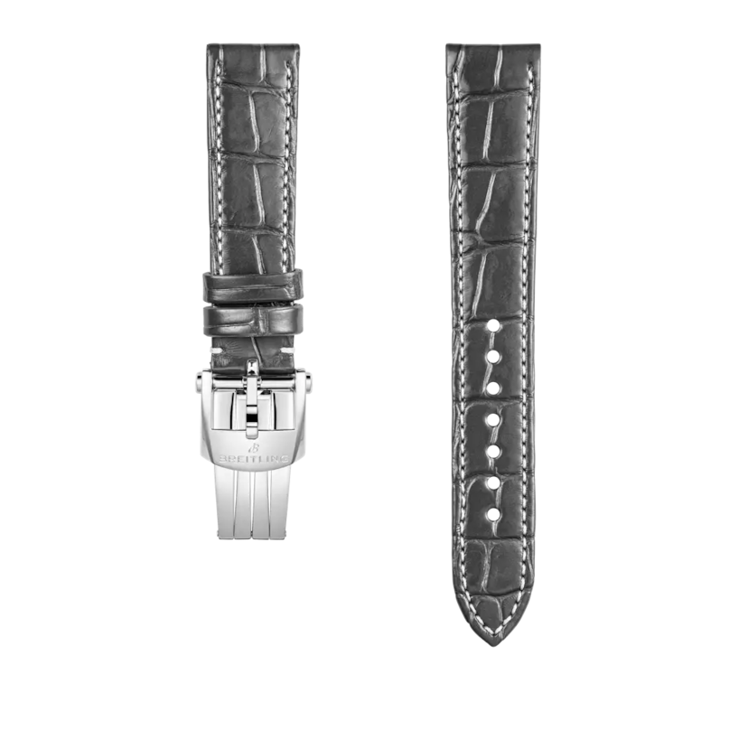 Grey alligator leather strap - 1078PS - image 1
