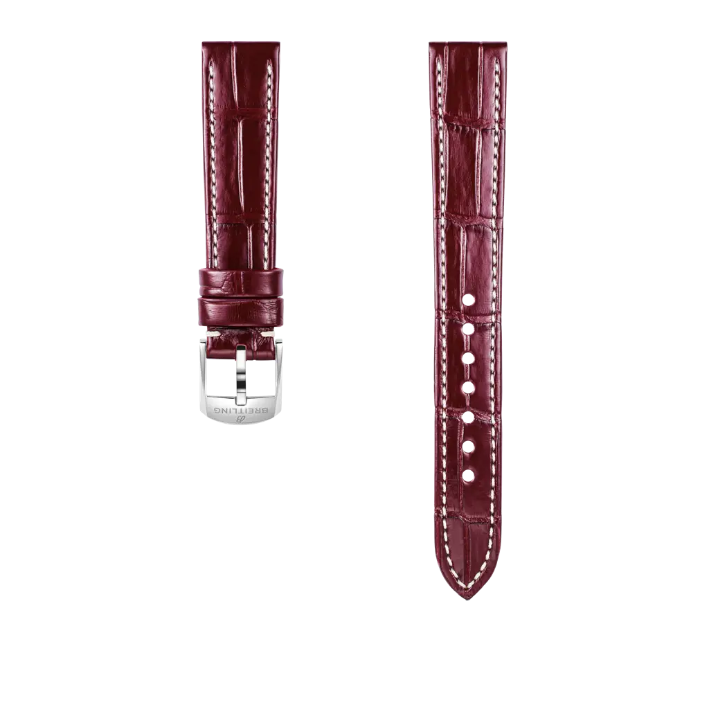 Burgundy alligator leather strap - 1079P - image 1