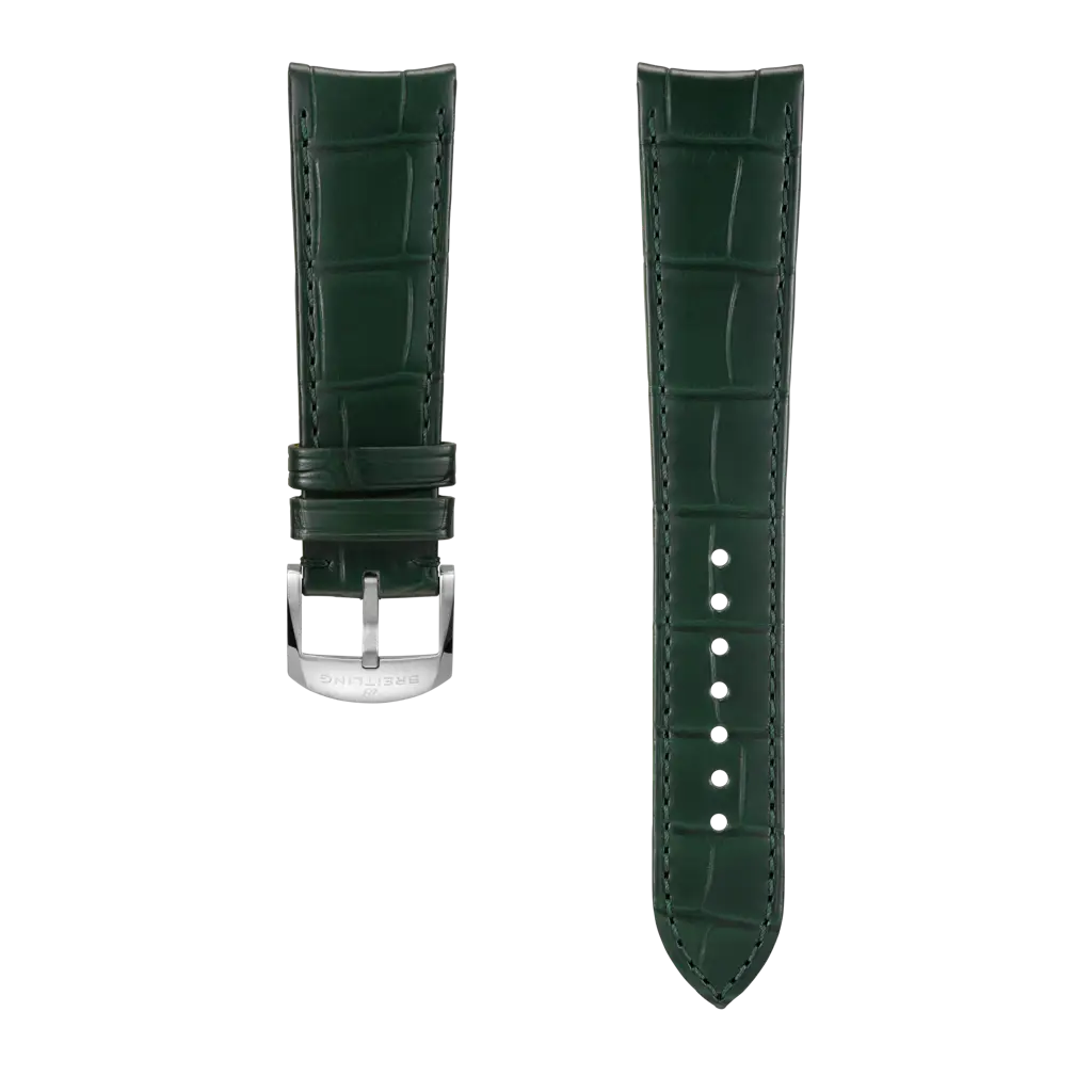 Green alligator leather strap - 1085P - image 1
