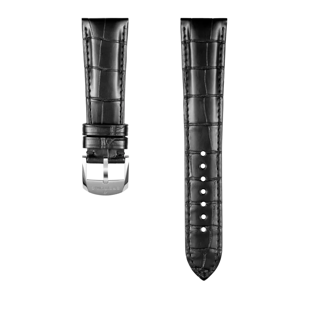 Black alligator leather strap - 1090PL - image 1