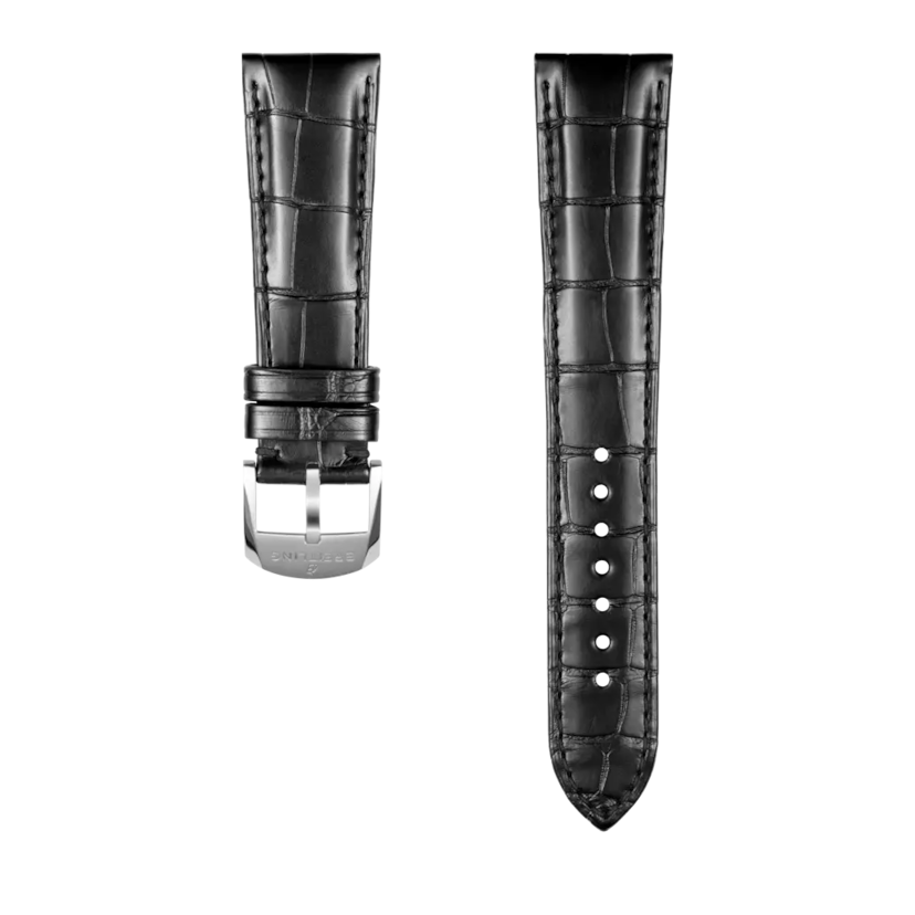 Black alligator leather strap - 1090PL - image 1
