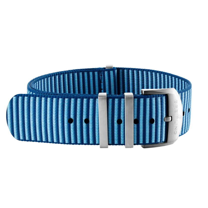 Light blue Outerknown Econyl®-yarn single-piece strap (with stainless steel keepers) - 125W.A - image 1