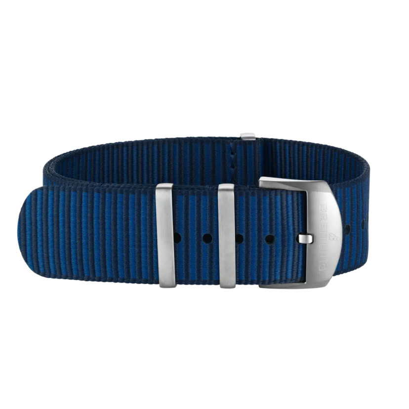Dark blue Outerknown Econyl®-yarn single-piece strap (with stainless steel keepers) - 130W.A - image 1