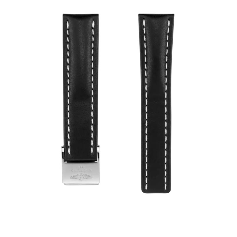 Black novo nappa calfskin leather strap - 436X - image 1