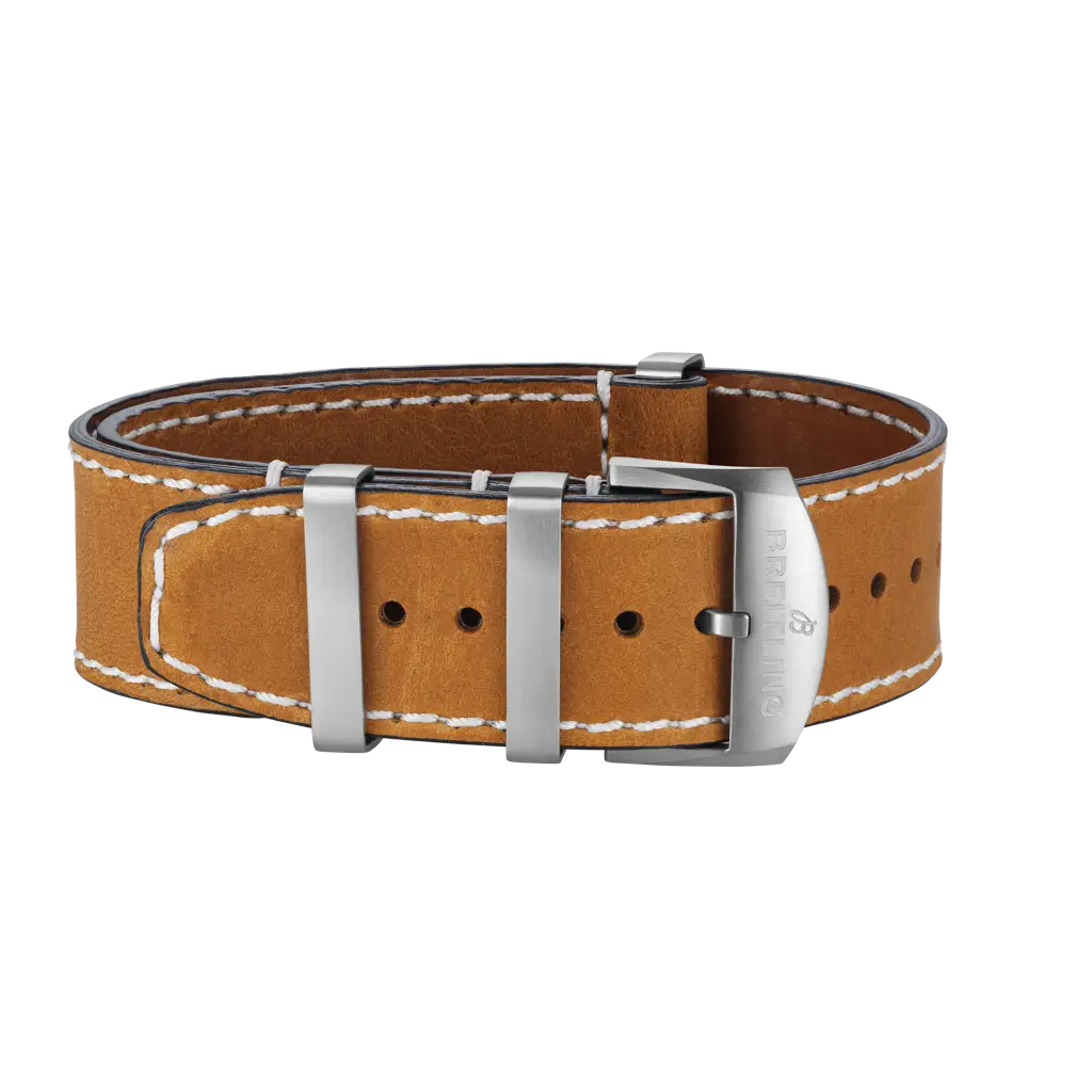 Gold calfskin leather single-piece strap - 491X - image 1