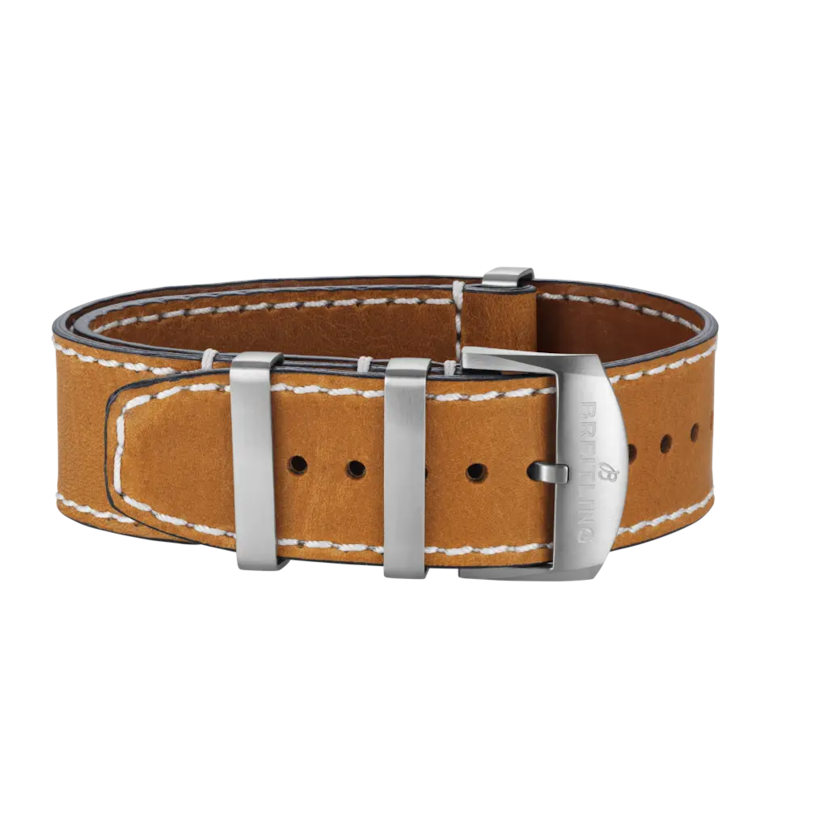 Gold calfskin leather single-piece strap - 491X - image 1