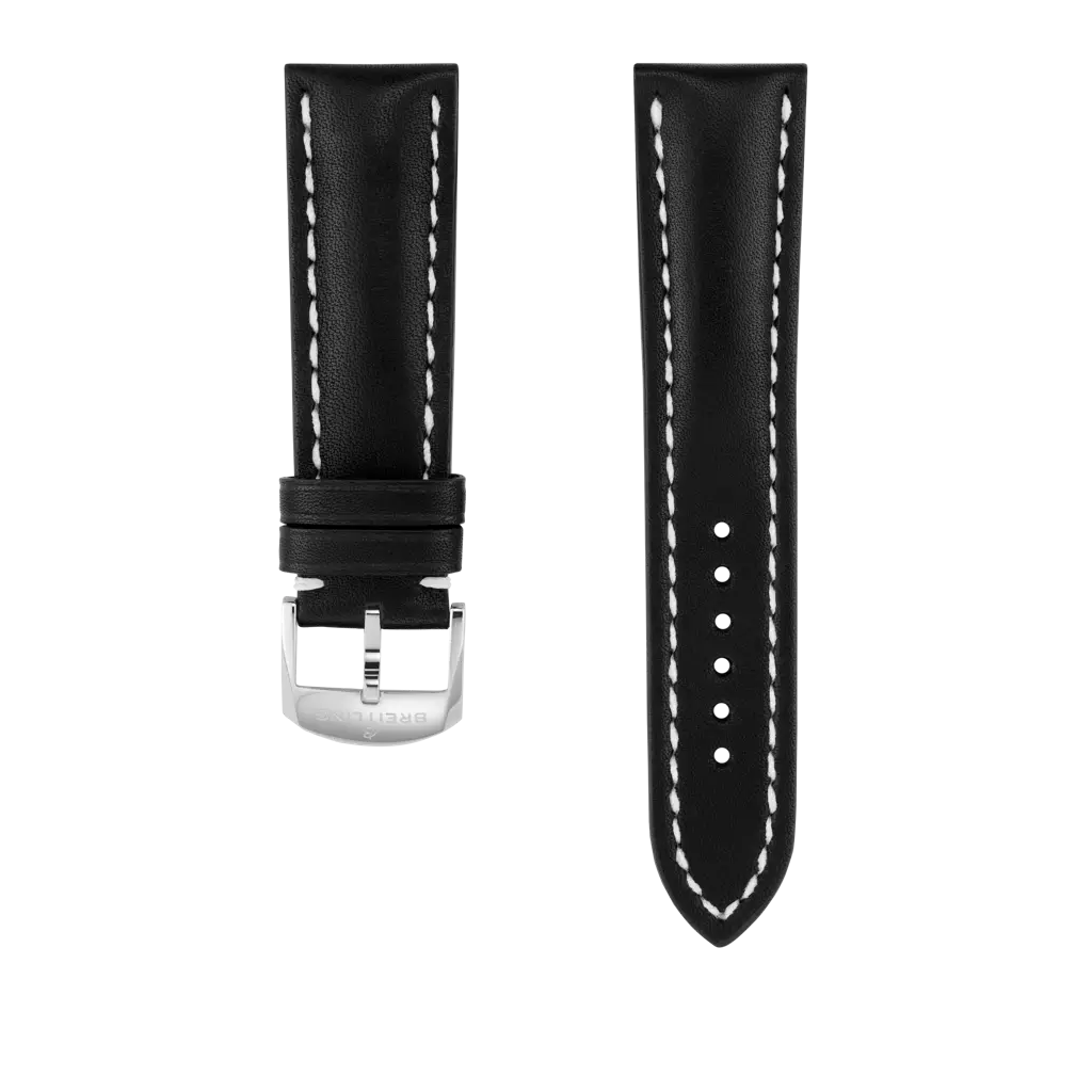 Black novo nappa calfskin leather strap - 497X - image 1