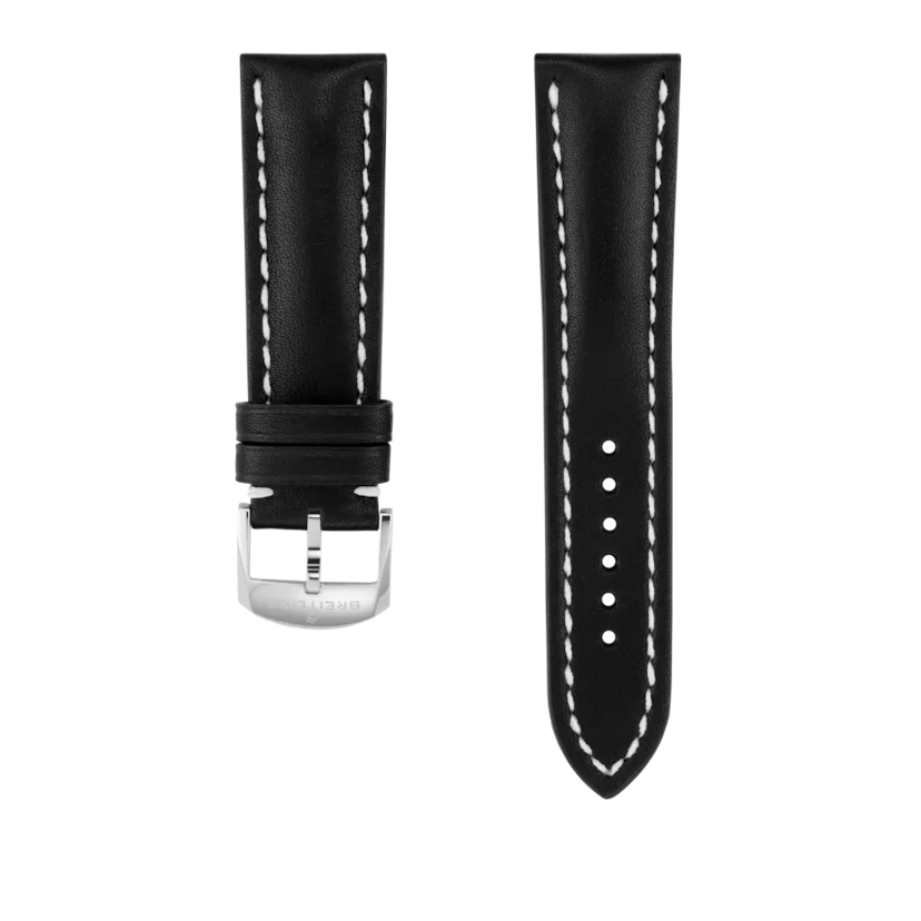 Black novo nappa calfskin leather strap - 497X - image 1