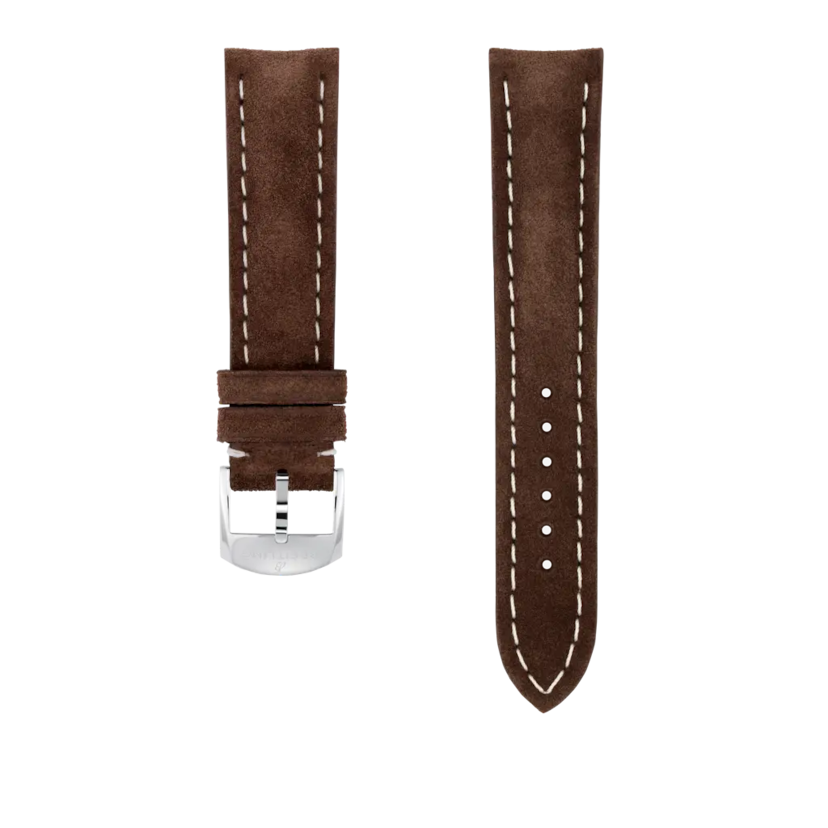 Brown nubuck calfskin leather strap - 505X - image 1