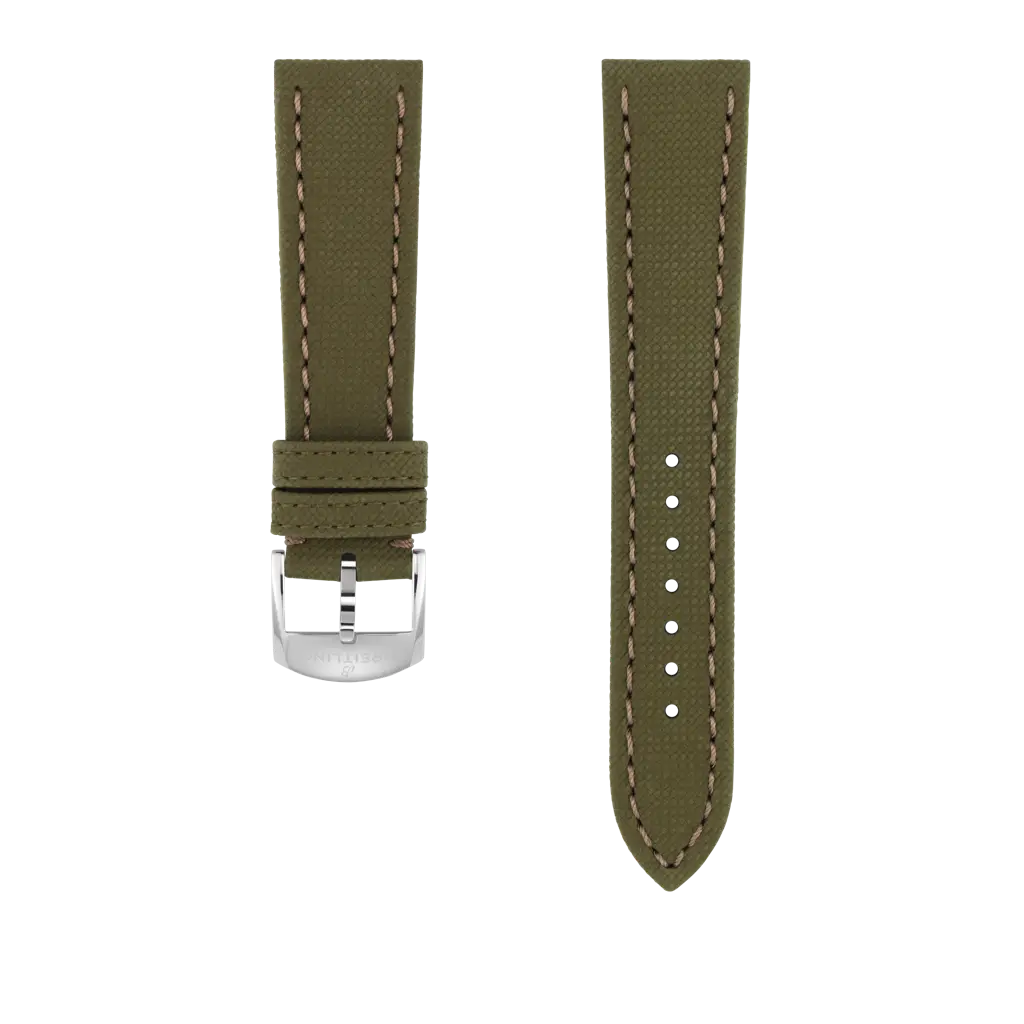 Green military calfskin leather strap - 514X - image 1
