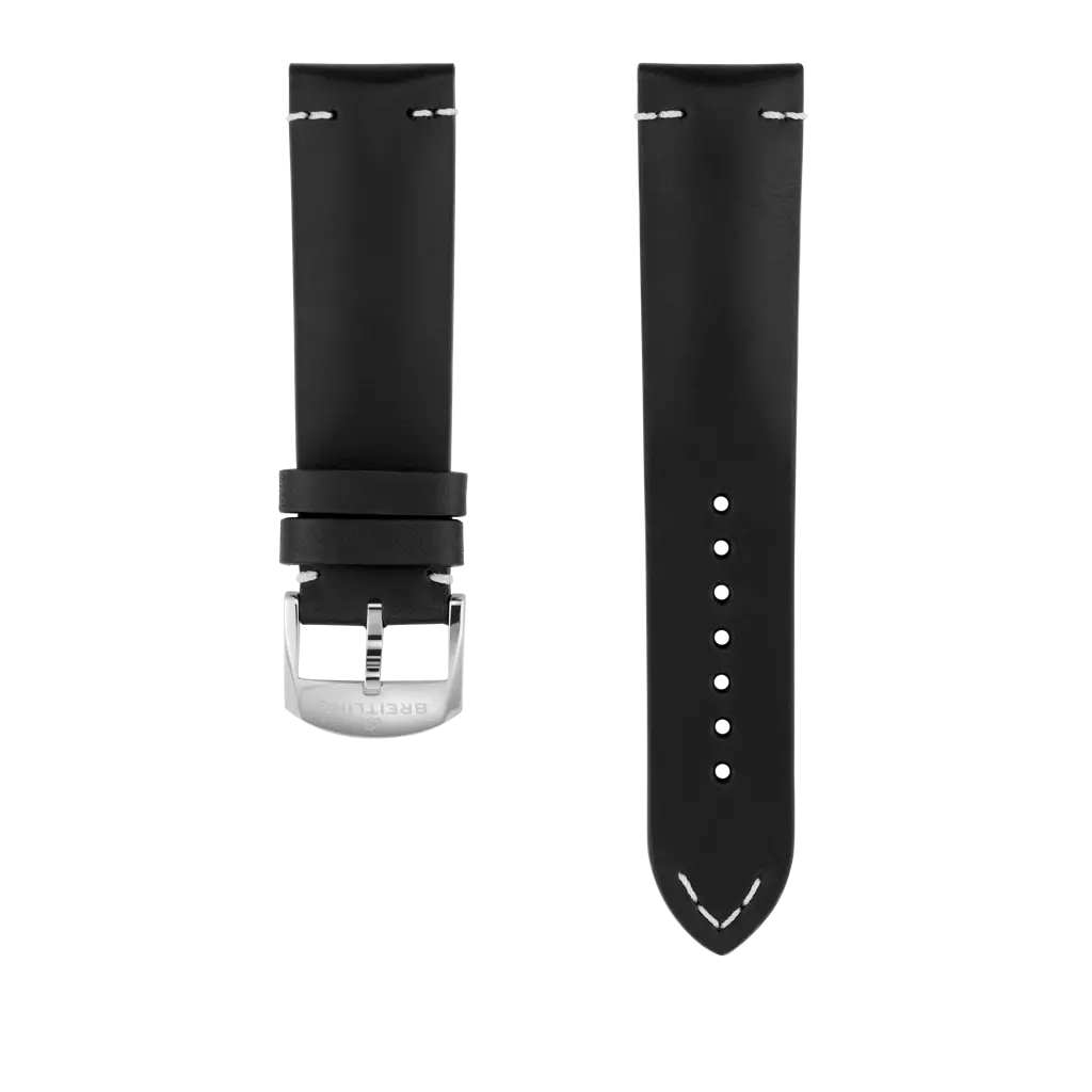 Black drakkar calfskin leather strap - 516X - image 1