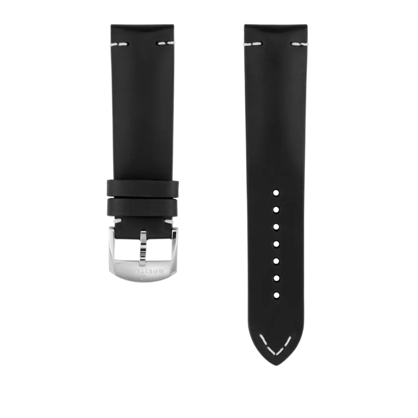 Black drakkar calfskin leather strap - 516X - image 1