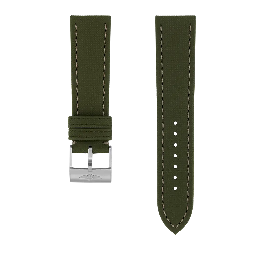 Green military calfskin leather strap - 520X - image 1