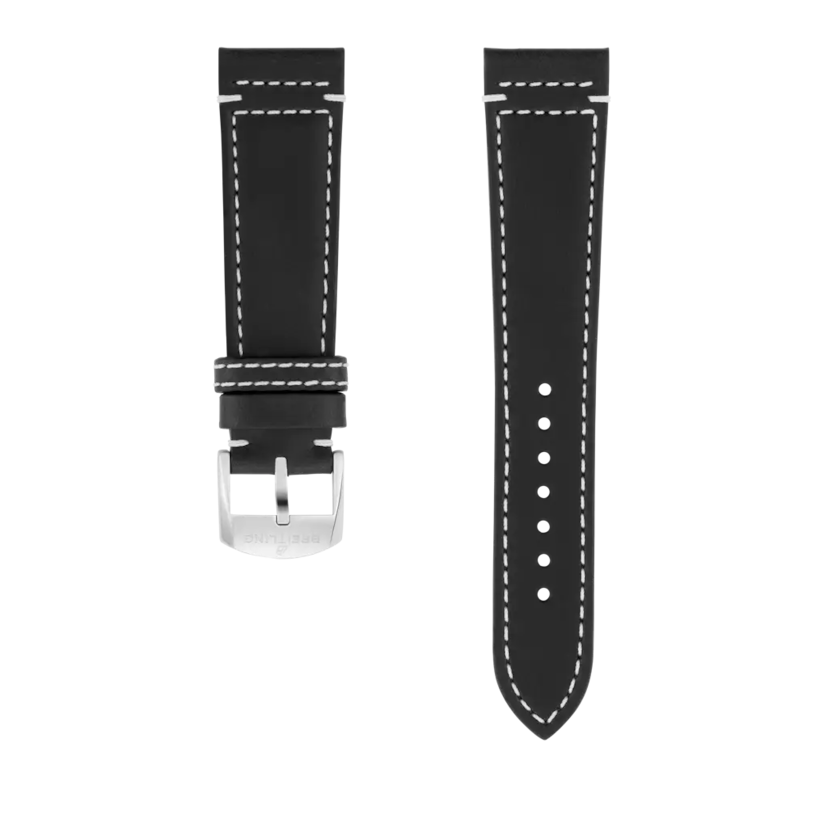 Black drakkar calfskin leather strap - 534XL - image 1