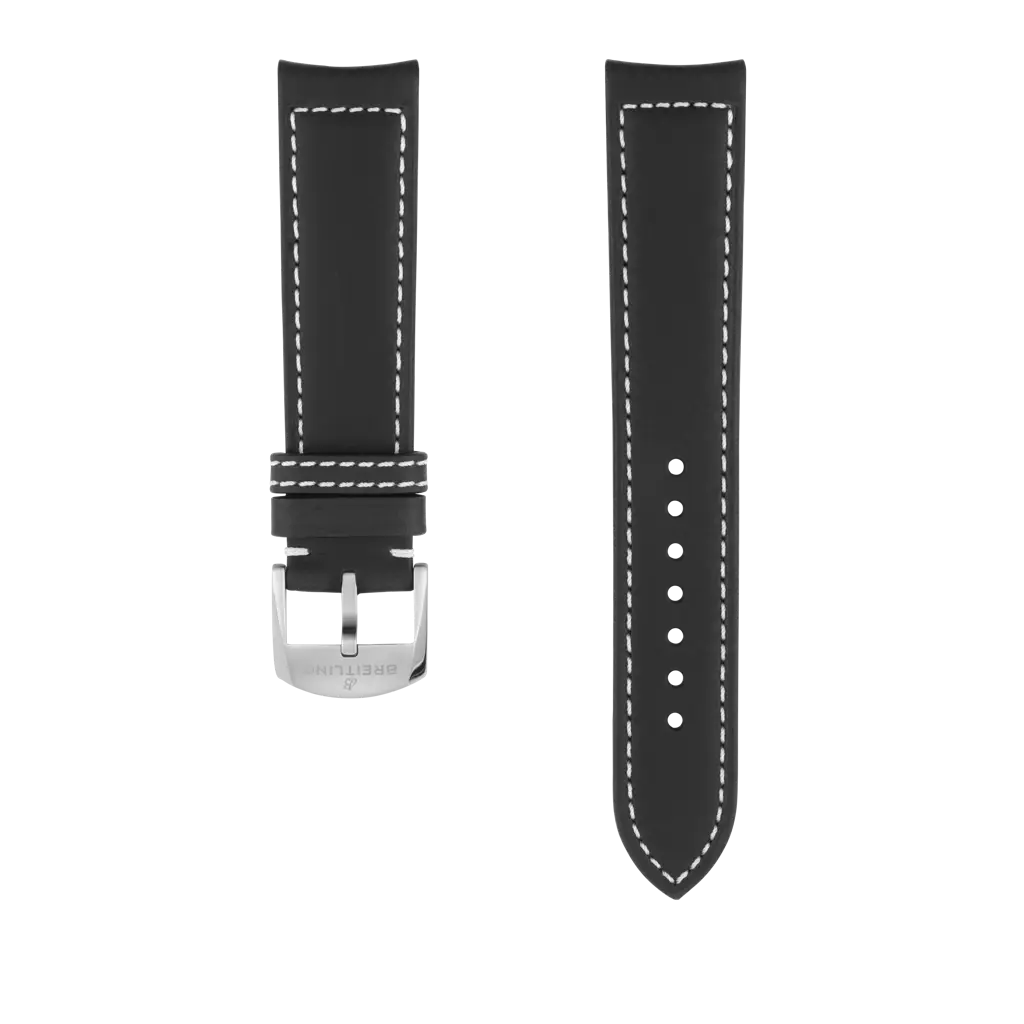 Black drakkar calfskin leather strap - 537X - image 1