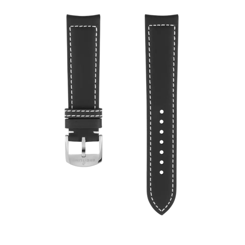 Black drakkar calfskin leather strap - 537X - image 1