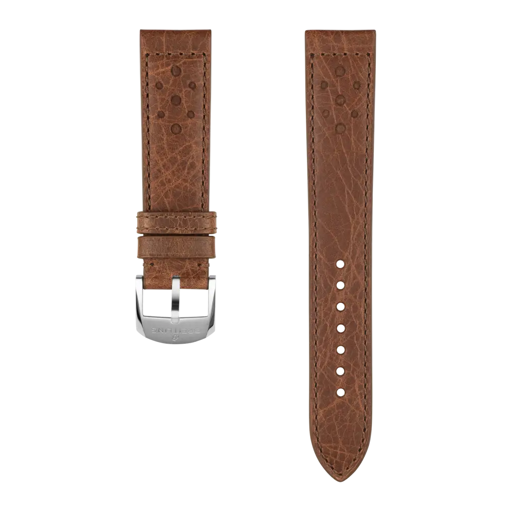 Brown racing-themed calfskin leather strap - 543X - image 1